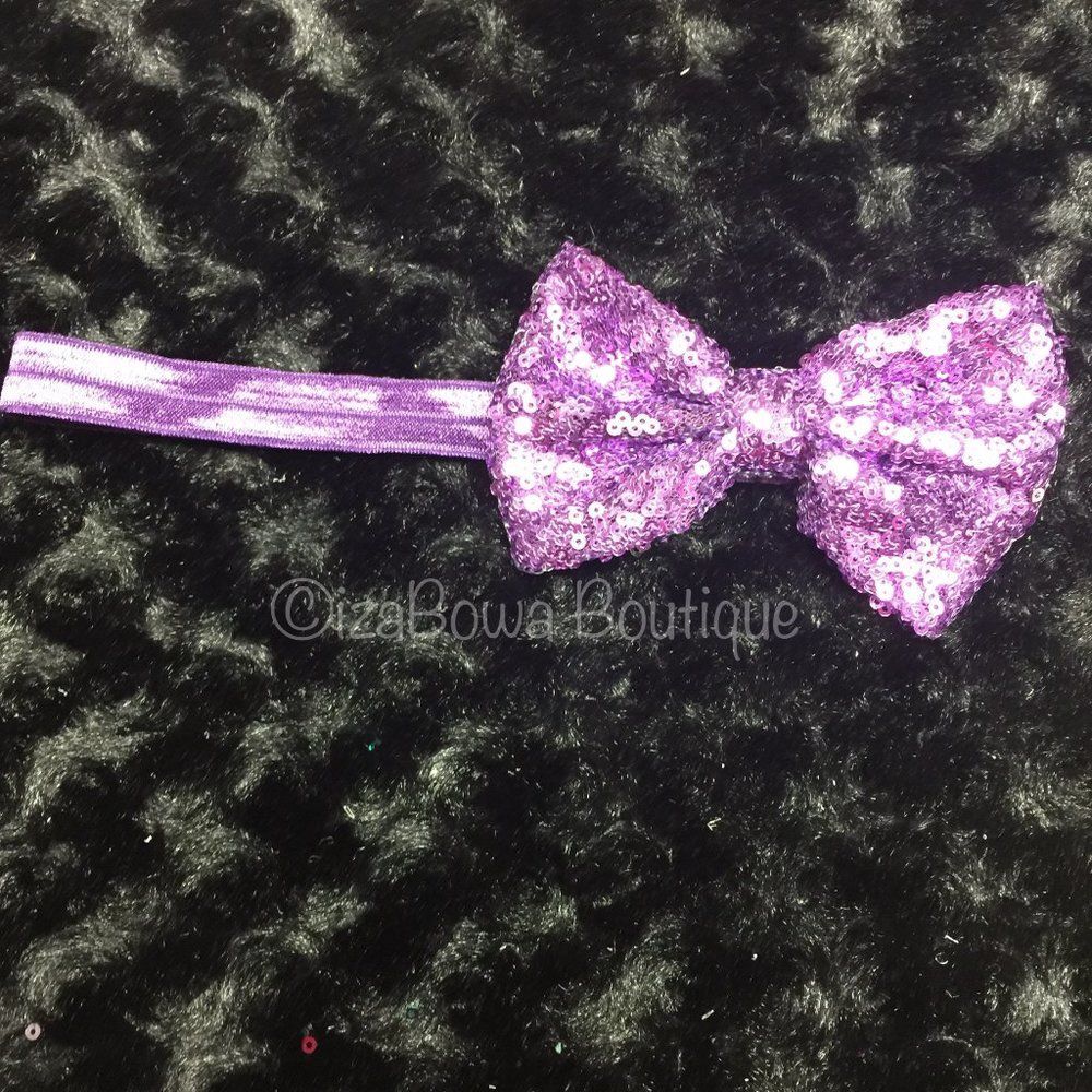 Purple Sequin Bow on FOE   PRPSBFOE  Handmade NWT Boutique